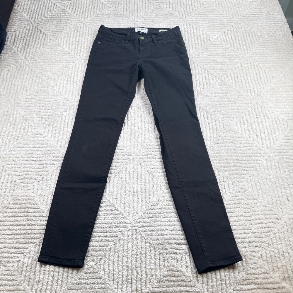 Frame Le Skinny de Jeanne Jeans Women's 25 Black Film Noir Slim Denim Dark